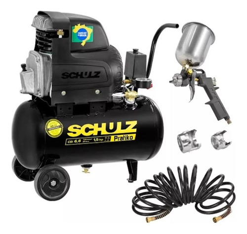 Motocompressor De Ar Portátil 6,6/20 Lt + Kit Pintura Schulz