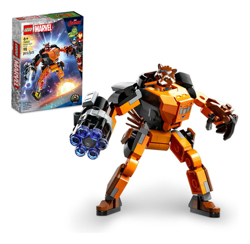 Kit Marvel Super Heroes 76243 Armadura Robô De Rocket Lego Quantidade de peças 98