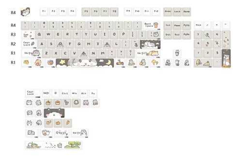 132 Teclas Pbt Keycaps Teclado Mecânico Sublimação