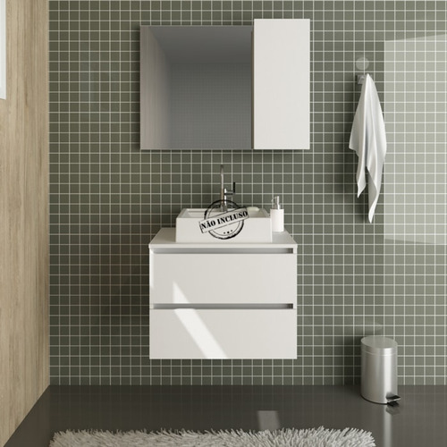 Conjunto Para Banheiro Gabinete E Espelheira Bn3607x02 Branc Pia Sem Pia Móvel Branco Quantidade De Furos Para Torneira Sem Furos