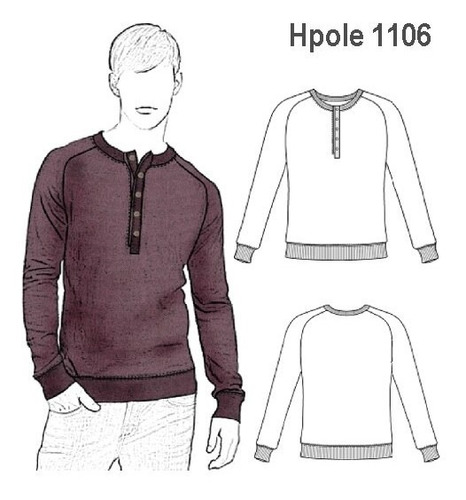 Molde, Patrón Chemise Manga Larga Hombre, Manga Raglan.