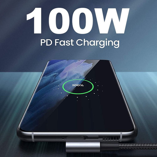 Cable De Carga Rápida Pd 100w Usb C A Usb Tipo C 90 Grados
