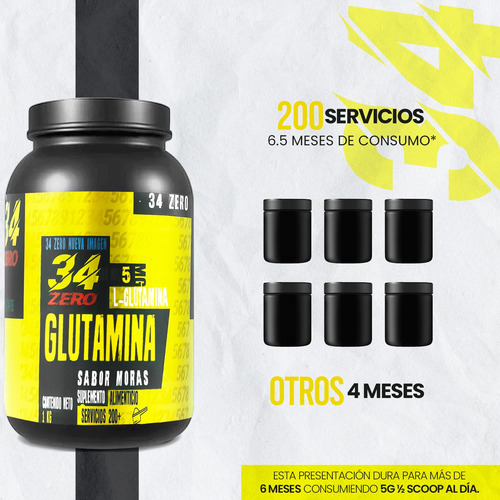 34 Zero Glutamina En Polvo 100 Servis 1kg Varios Sabores Moras