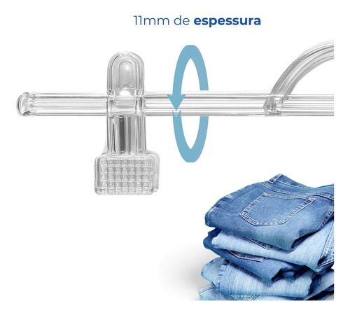 Cabide Acrílico Adulto Com Presilhas Resistente 50 Unidades Para Saias E Calças