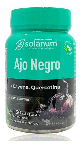 Ajo Negro Cayena Quercetina 60 Cáps Veganas Solanum