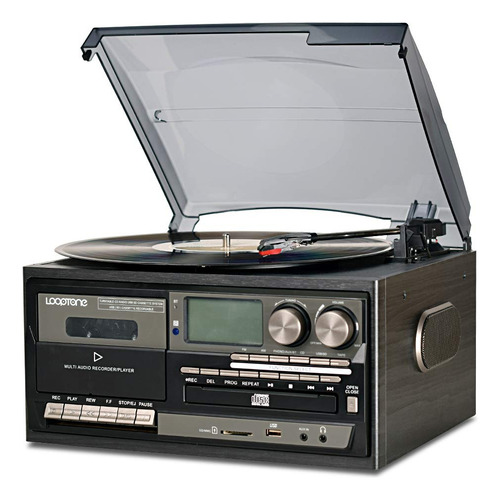 Toca-discos vintage 9 em 1 com Bluetooth e gravador USB