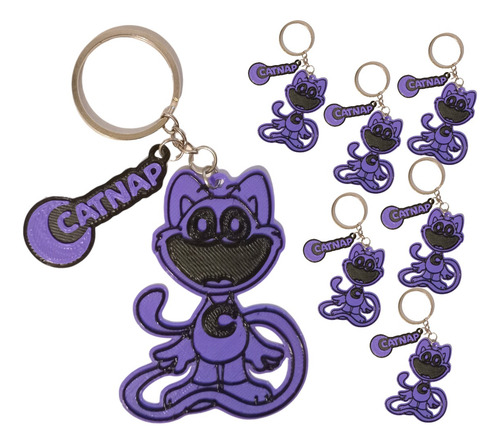 Llavero Catnap Gato Violeta Souvenier Con Nombre X 10 Unidad
