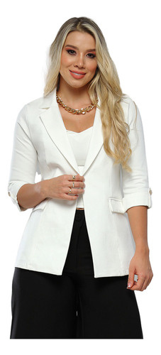 Blazer Para Mujer Dama Manga 3/4 Unicolor 