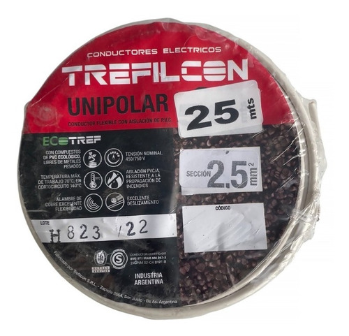 Cable Unipolar 2.5mm Normalizado Trefilcon Rollo X 25mts E.a