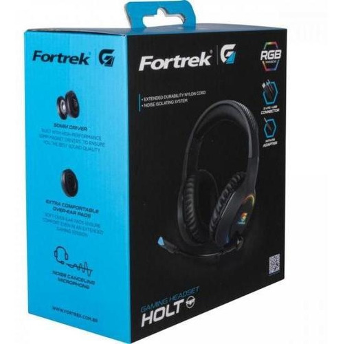 Headset Gamer Rgb Holt Preto Fortrek Polaridade Omni-direci