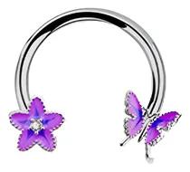 Comprar Piercing Circula Barbell Mod Mariposa  Flor Acero 1.2x8 1un