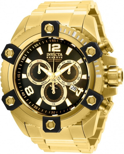 Relógio Masculino Invicta Dourado Reserve Octane Modelo15827 Cor do fundo Preto