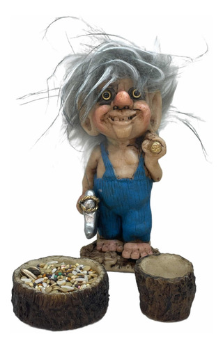 Troll Contra Maleficios + Comedero Figura De Resina 13 Cm