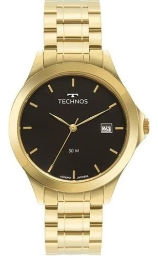 Relógio Technos Masculino Analogico 1s13bwtdy/4p Dourado Fundo Preto
