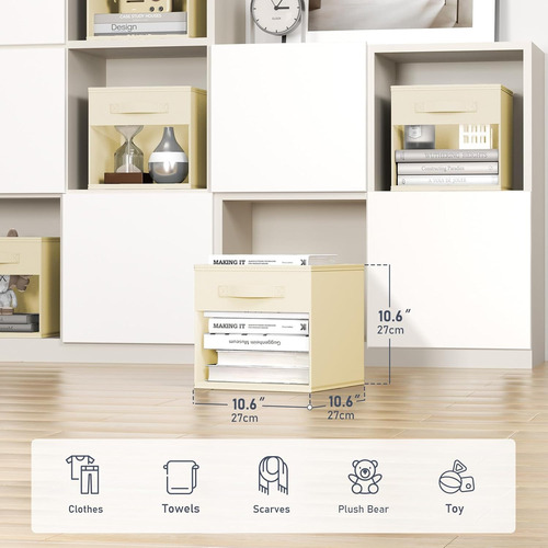 Cubo De Almacenamiento Plegable Con Asas De Tela