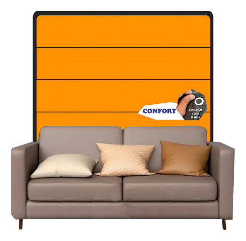 Cortina Confort Termo Acústica Blackout Medidas 1,40 X 1,40 Cor Laranja