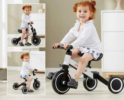 Triciclo 3 En 1 Niños Bicicleta Equilibrio Pedales Scooter Color Blanco