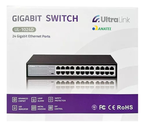 Switch Gigabit 24 Portas 10/100/1000 Ultra Link Ul-1024d 