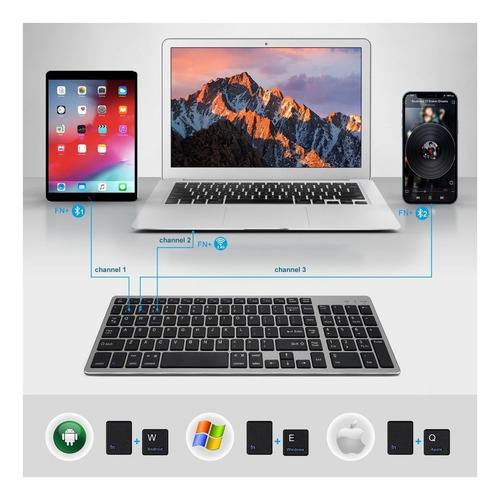Teclado Bluetooth Con Números Para iPad Mac Tablet Celular