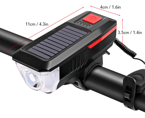 Carga De Bocina Para Faros De Bicicleta. Bicicleta Solar Usb