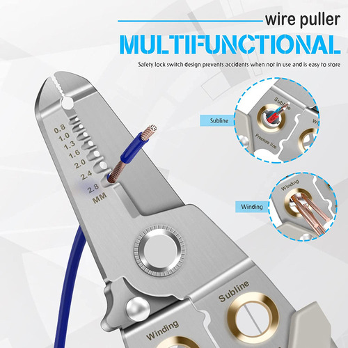 Alicates Para Electricista Herramienta Pelacables 6 En 1