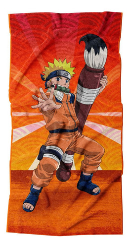 Toalla Premium Estampada Naruto Uzumaki 75 X147 Cm Color Naranja