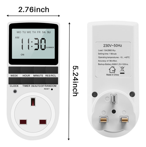 Enchufe Británico Con Temporizador Digital, Programable Eléc