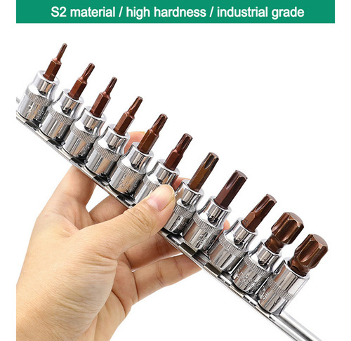 (b) Kit De Soquete Torx T10-t60 3/8 1/4 Star Chro