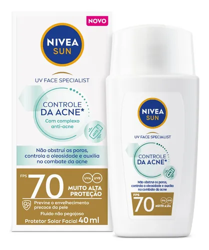 comprar NIVEA SUN Protetor Solar Facial Fluido UV Face Specialist Controle da Acne FPS 70 40ml