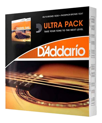 Kit 2 Encordados Daddario Ez900+ej15 Guitarra Acustica 0.10