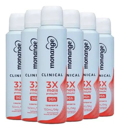 Desodorante Aerossol Monange Clinical Conforto - Kit C/6un