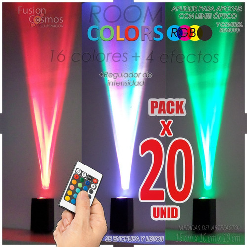  Bañador Led Efectos Color Full Rgb 3w Lente Óptico Pack X20