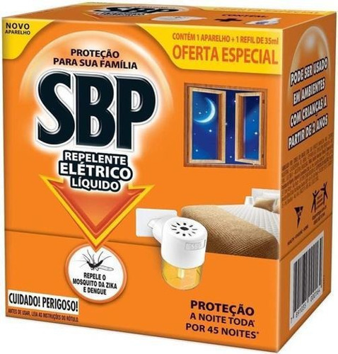 Repelente Elétrico Líquido Sbp 45 Noites Aparelho + 1 Refil