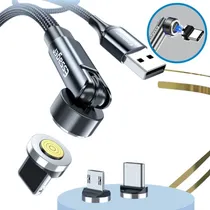 Comprar Essager Cable Cargador USB Magnético 3 en 1 Cable de Datos Carga Rapida para iOS y Android 2 Metros