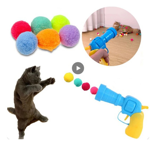 Juguete Interactivo Para Gatos, Lanzamiento Bolas De Felpa