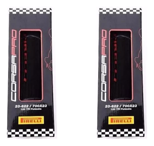 Par de neumáticos de bicicleta negros Pirelli Corsa Pro Kevlar 700x23