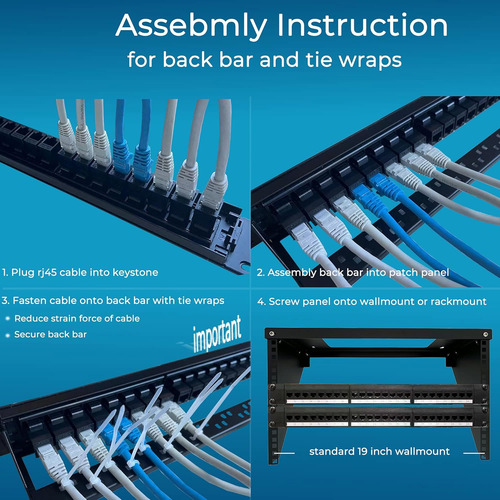 Rapink Patch Panel 24 Port Cat6 With Inline Keystone 10g ...