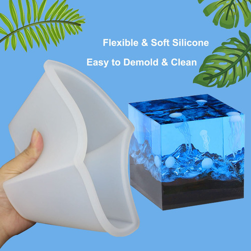 Molde De Silicona Cuadrado Para Resina Epoxi Grande