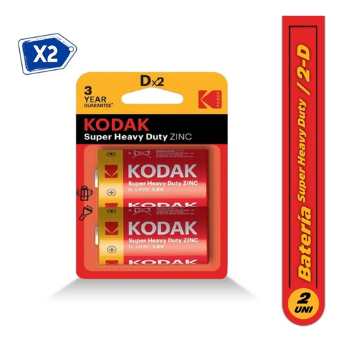 Imagen 1 de 3 de Baterías Pilas Kodak Super Heavy Duty 2-d