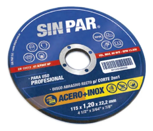 comprar Disco De Corte Acero+inoxidable 115 X 1.2mm Sin Par X 100uni