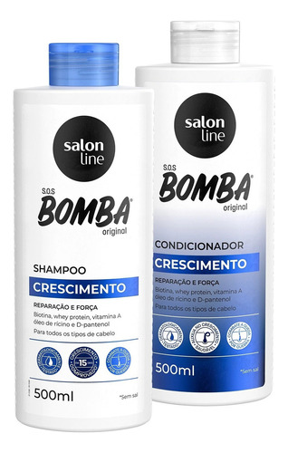  Kit Shampoo + Condicionador Sos Bomba 500ml Salon Line