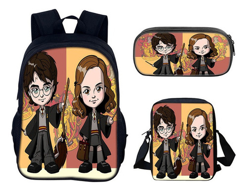 Mochila Escolar De Harry Potter For Estudiante, 3 Piezas