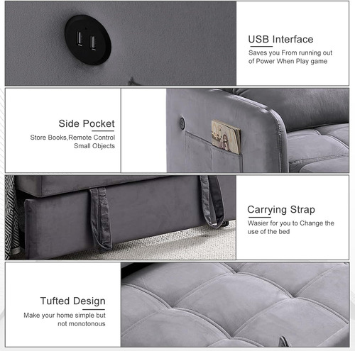 Sofa Tipo Cama Con Porta Vasos 2 Cuerpos