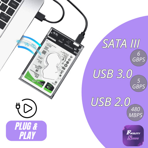 Case Para Hd Slim Externo Usb 3.0 Computador Facility Shops Ssd Hdd Sata 2.5 Notebook Pc Ps4 Transparente
