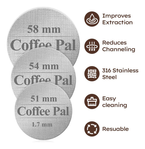 Malla Puck 54mm, Malla Filtro Espresso Para Portafi...