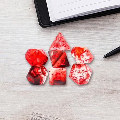 7 Piezas De Dados Poliédricos D6 D4 D8 D10 D12 D20 Rojo