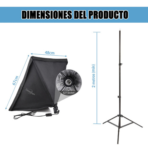 Kit De Iluminación Softbox Estudio De Fotografía + Ampolleta