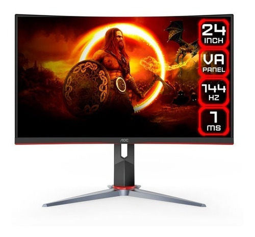 Monitor gamer curvo AOC C24G2 LCD TFT 23.6" negro y rojo 100V/240V