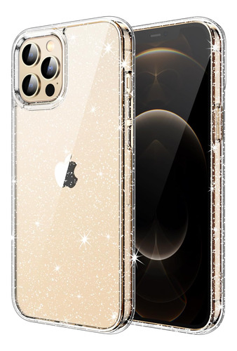 Funda Jetech Para iPhone 12 Pro Max Glitter Clear