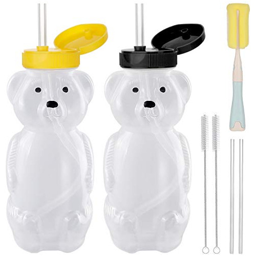 Paquete De 2 Vasos Con Pajitas Honey Bear Con 4 Pajitas Flex
